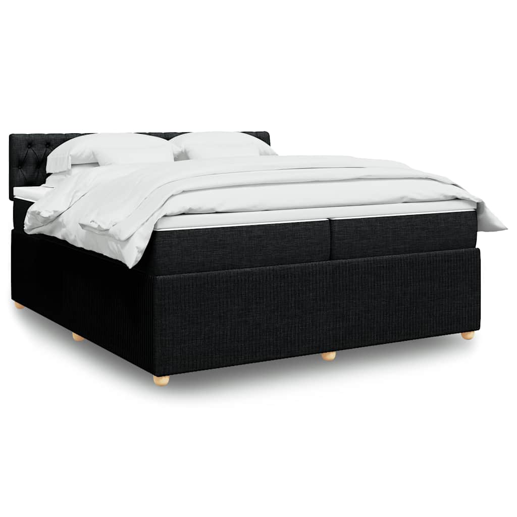 Boxspring met matras stof zwart 200x200 cm – afbeelding 1