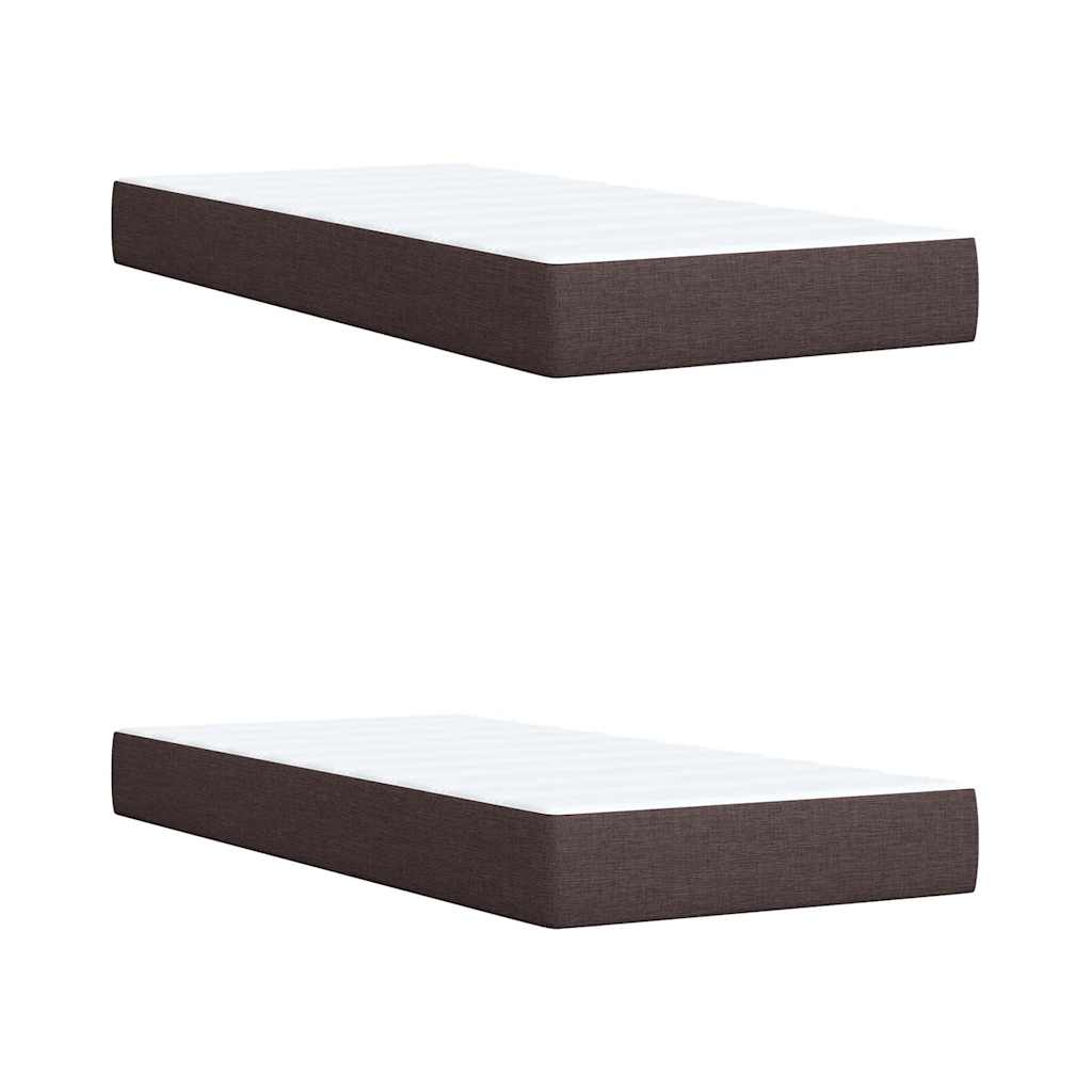 Boxspring met matras stof donkerbruin 200x200 cm – afbeelding 10