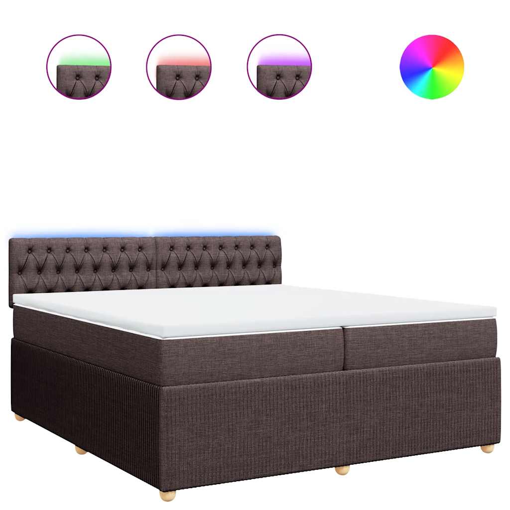 Boxspring met matras stof donkerbruin 200x200 cm – afbeelding 2
