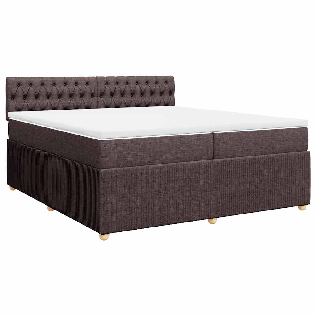 Boxspring met matras stof donkerbruin 200x200 cm – afbeelding 3