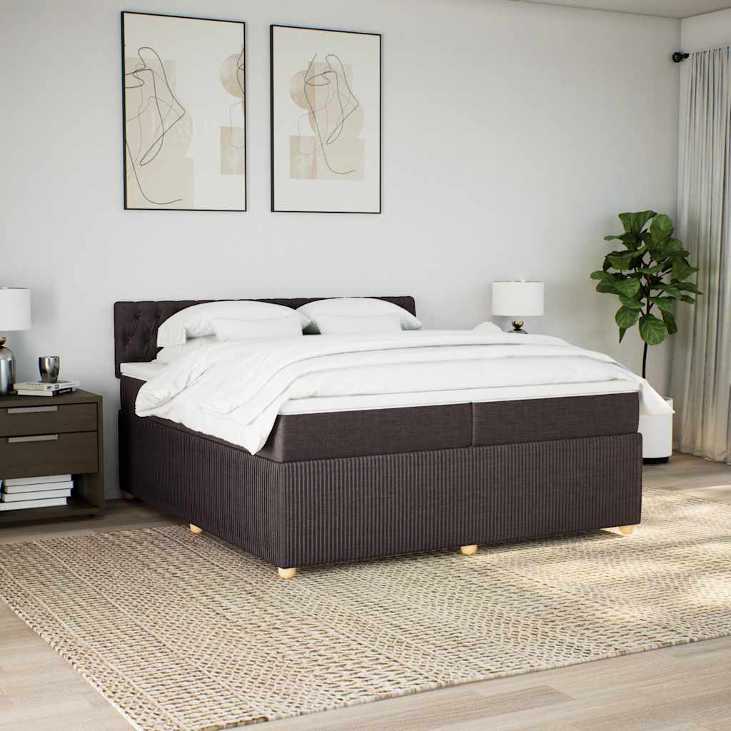 Boxspring met matras stof donkerbruin 200x200 cm – afbeelding 4