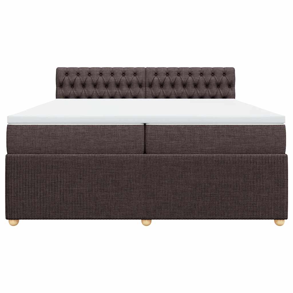 Boxspring met matras stof donkerbruin 200x200 cm – afbeelding 6