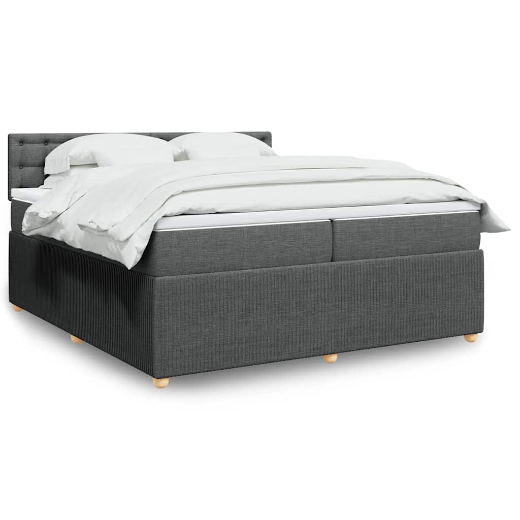 Boxspring met matras stof donkergrijs 200x200 cm – afbeelding 1