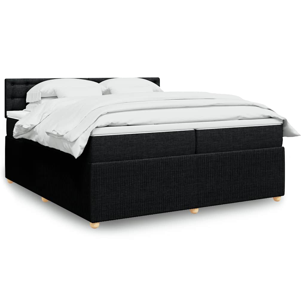 Boxspring met matras stof zwart 200x200 cm – afbeelding 1