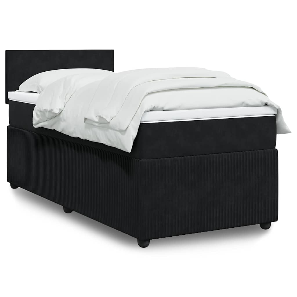 Boxspring met matras fluweel zwart 80x200 cm – afbeelding 1