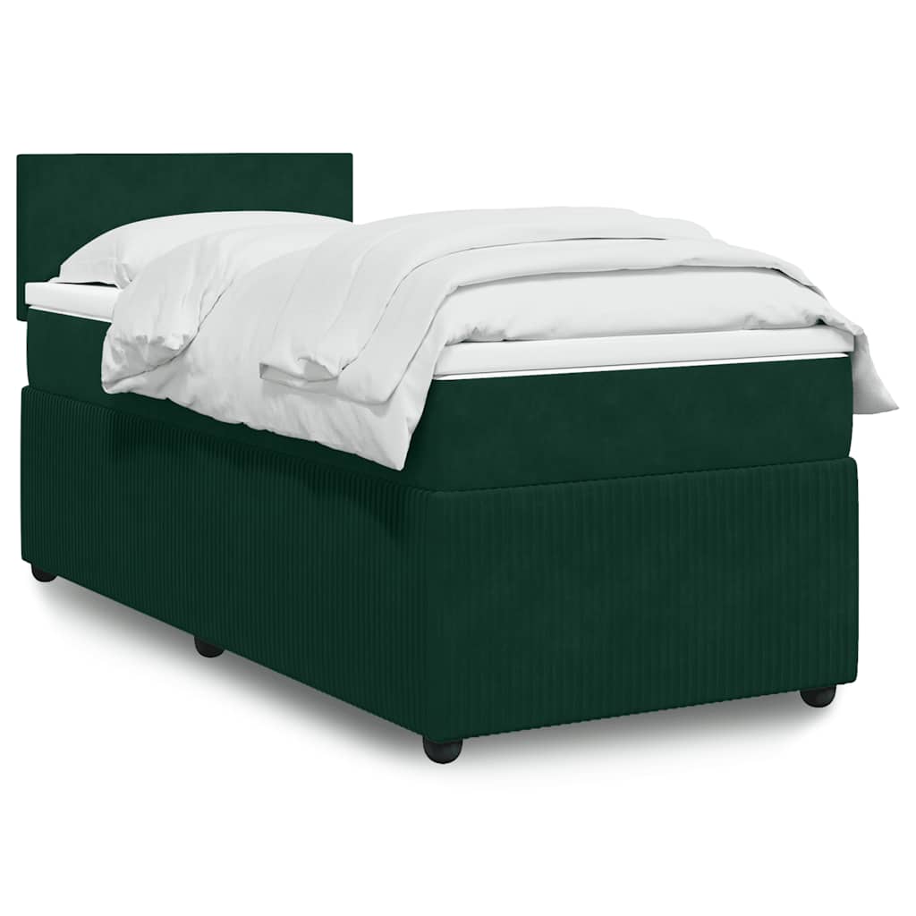 Boxspring met matras fluweel donkergroen 80x200 cm – afbeelding 1