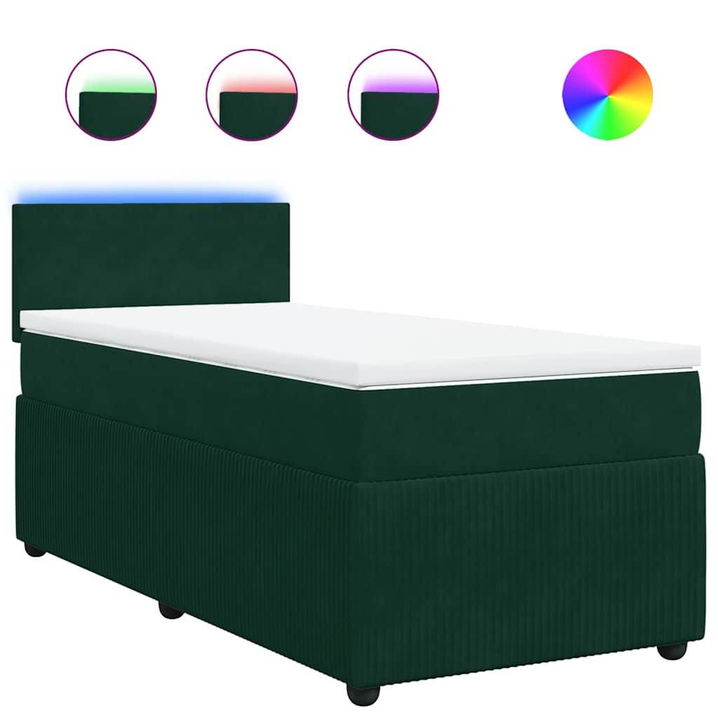 Boxspring met matras fluweel donkergroen 80x200 cm – afbeelding 2