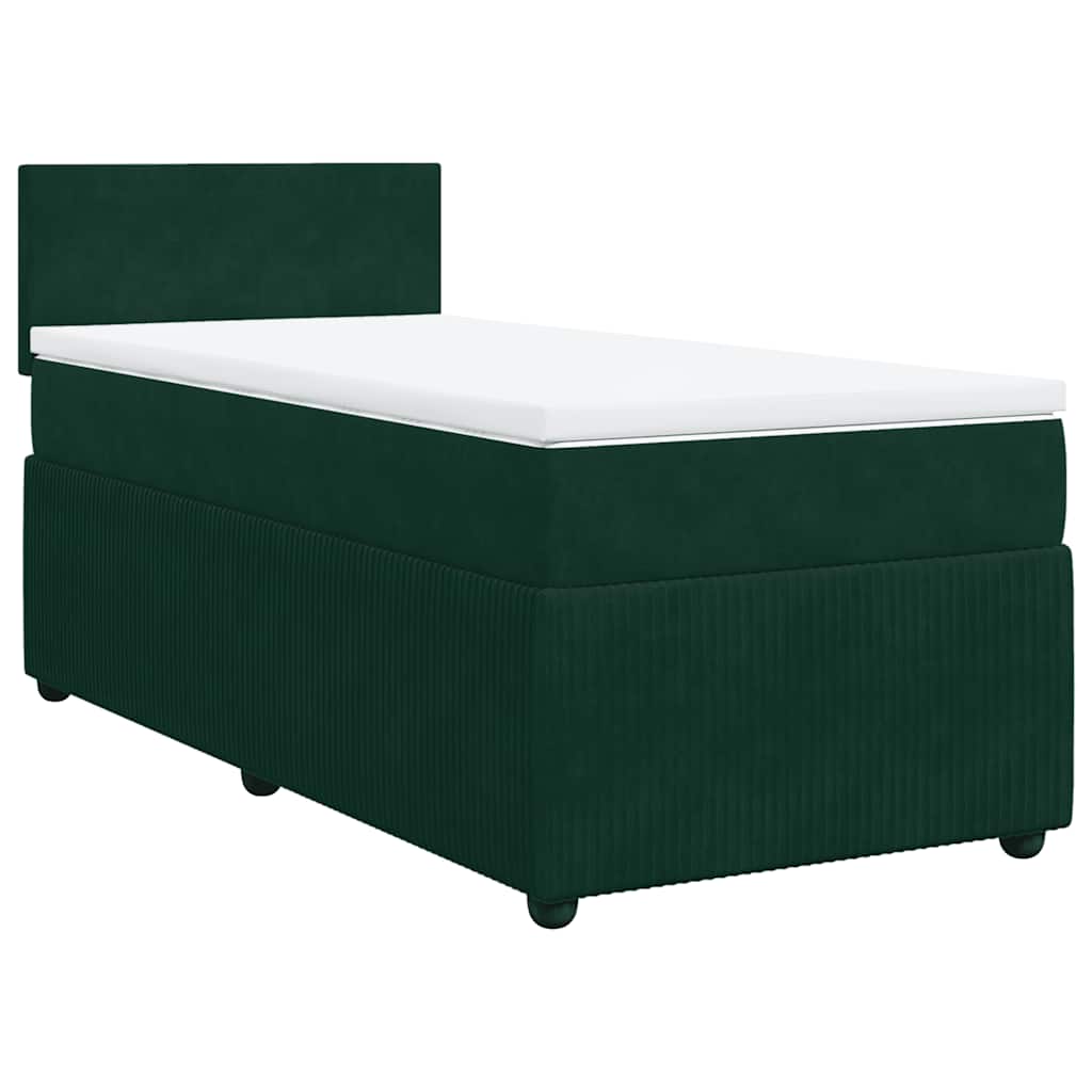Boxspring met matras fluweel donkergroen 80x200 cm – afbeelding 3