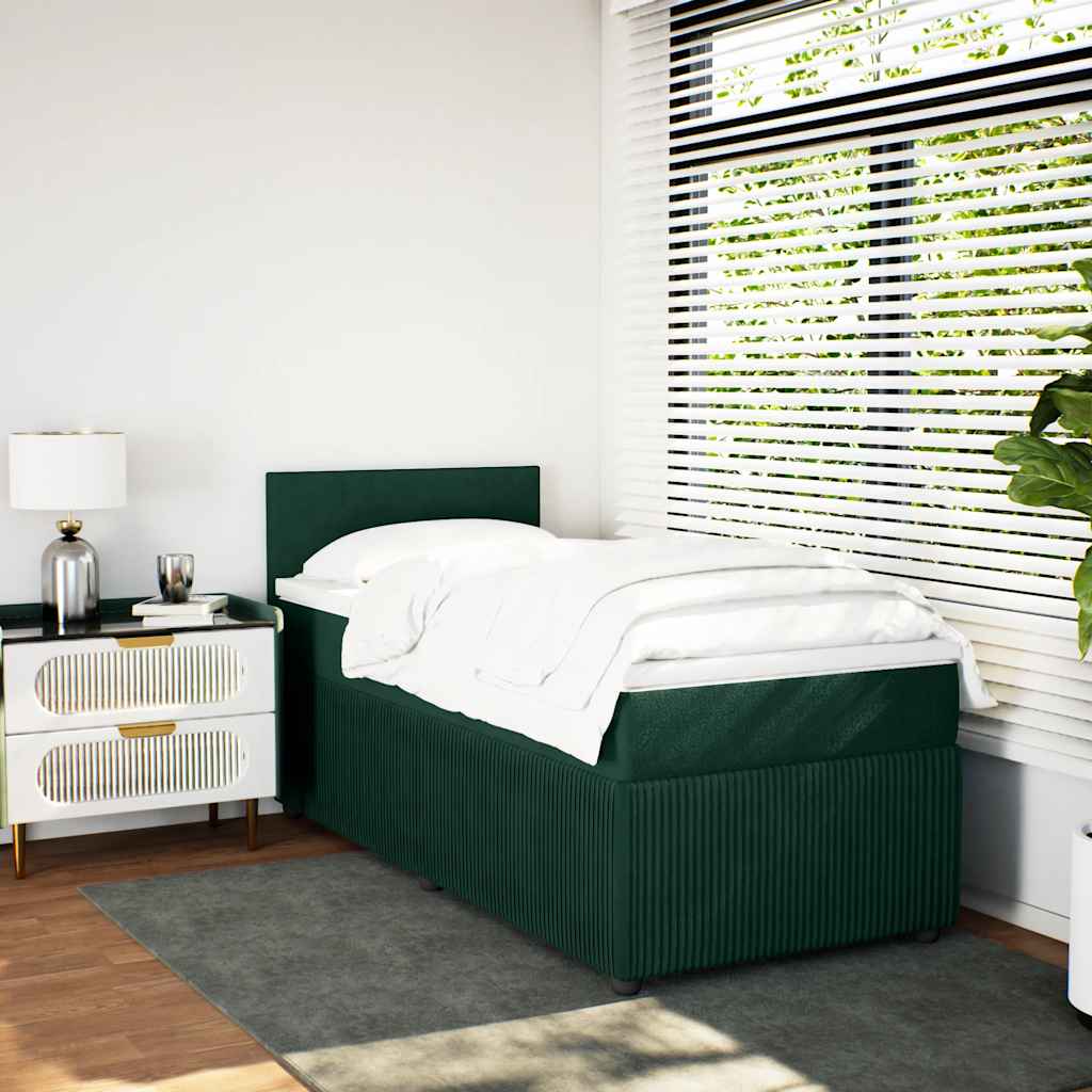 Boxspring met matras fluweel donkergroen 80x200 cm – afbeelding 4