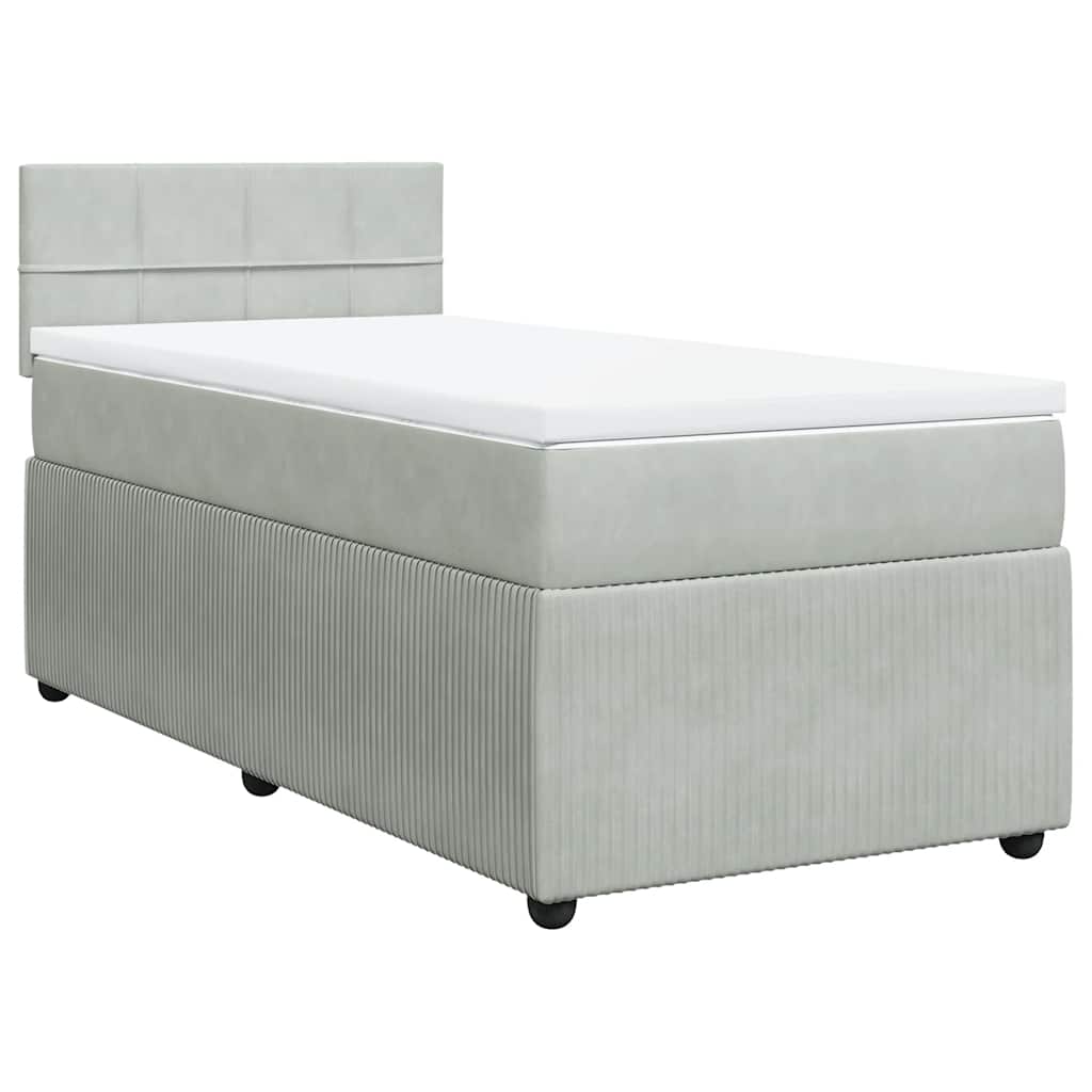 Boxspring met matras fluweel lichtgrijs 80x200 cm – afbeelding 3