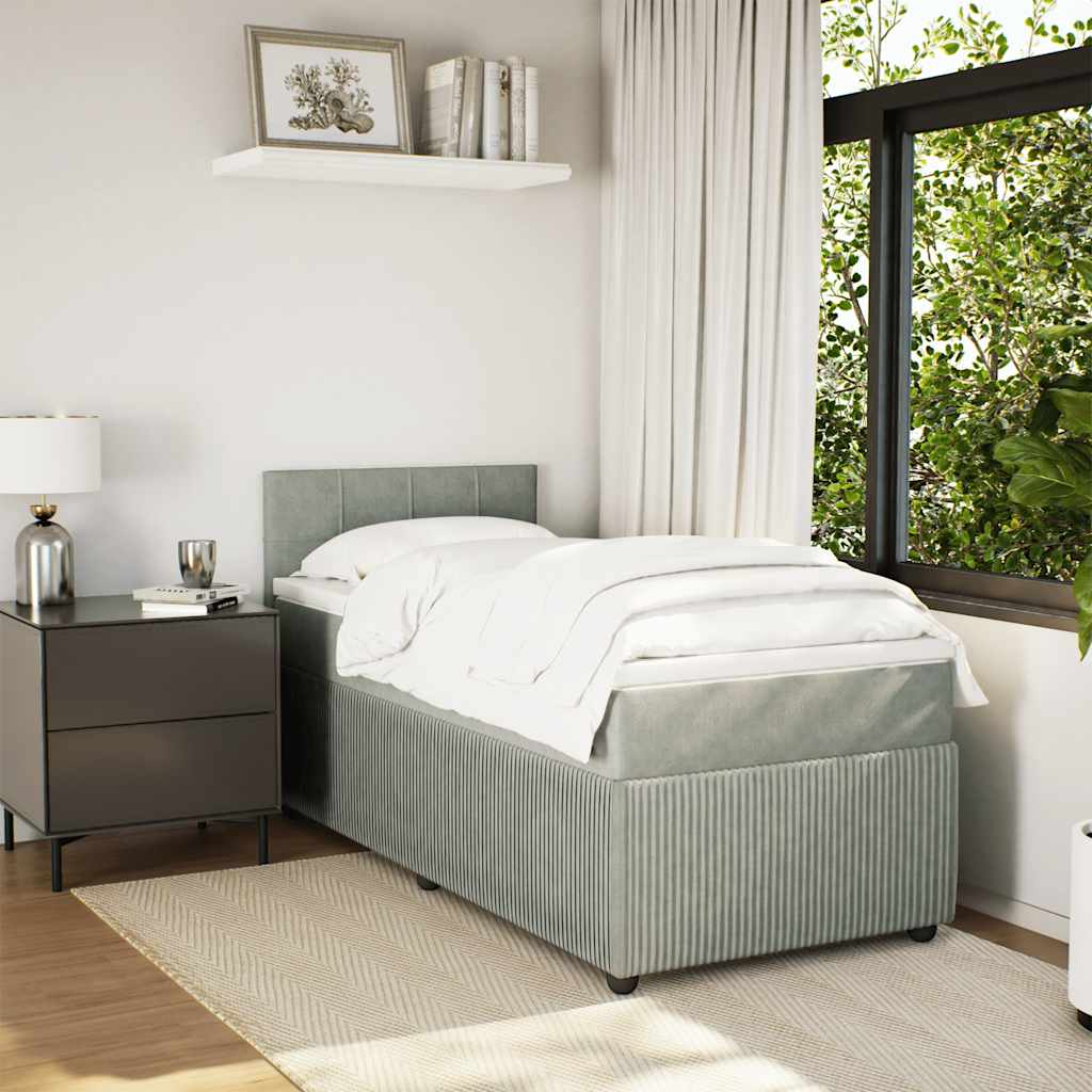 Boxspring met matras fluweel lichtgrijs 80x200 cm – afbeelding 4