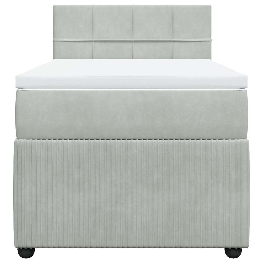 Boxspring met matras fluweel lichtgrijs 80x200 cm – afbeelding 6