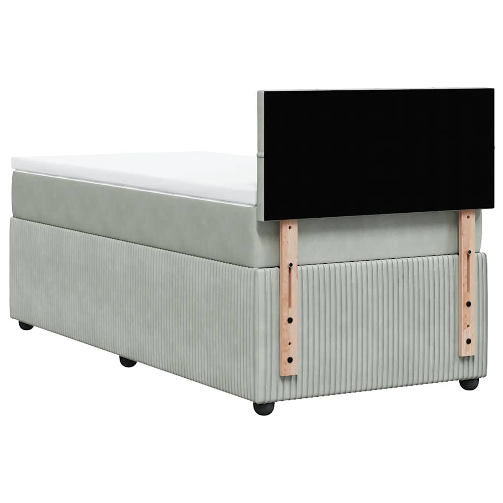 Boxspring met matras fluweel lichtgrijs 80x200 cm – afbeelding 8