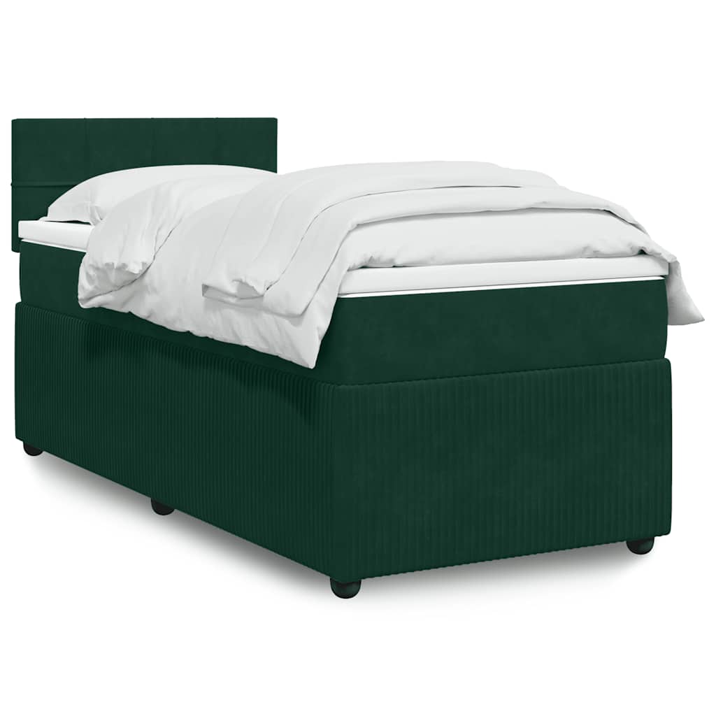 Boxspring met matras fluweel donkergroen 80x200 cm – afbeelding 1