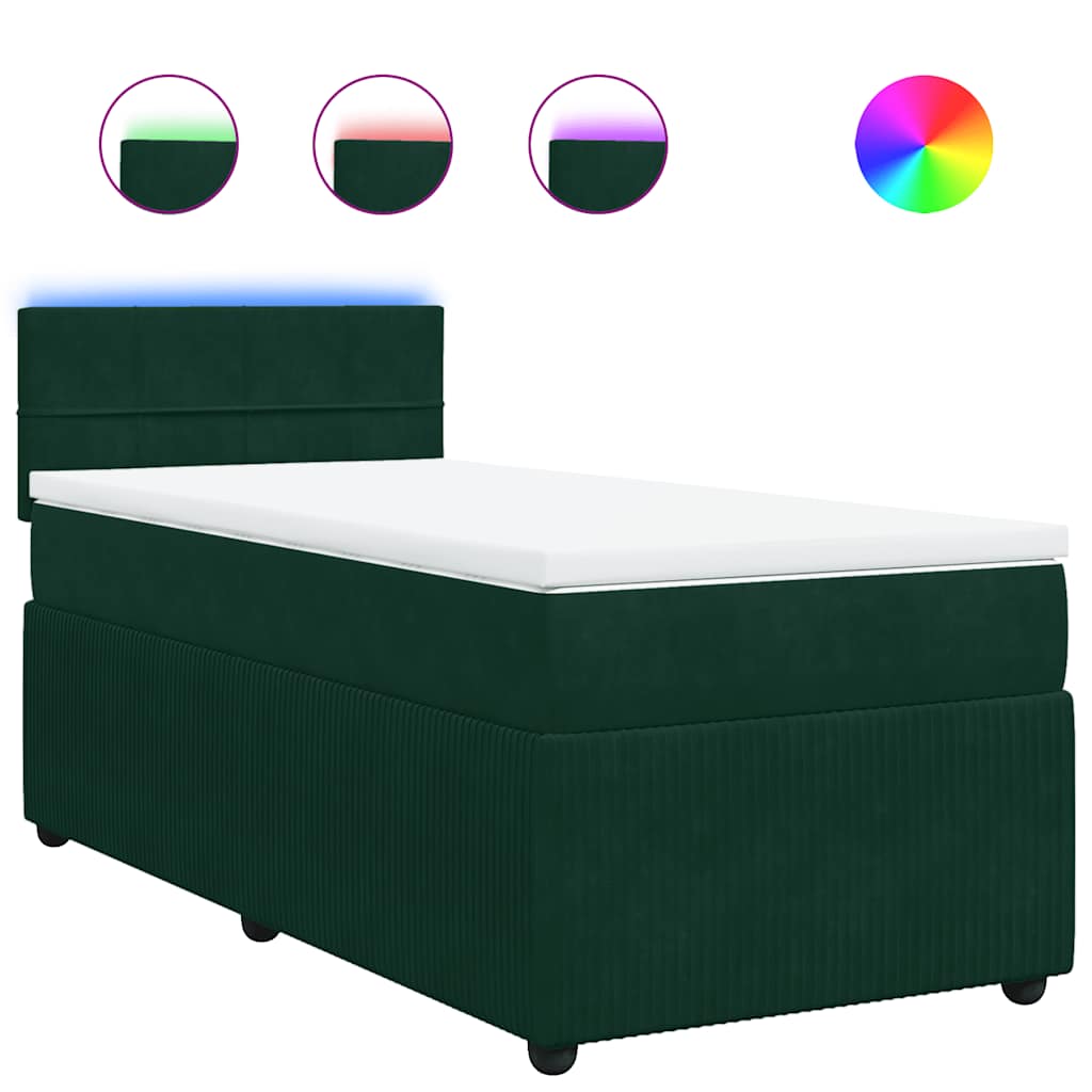 Boxspring met matras fluweel donkergroen 80x200 cm – afbeelding 2