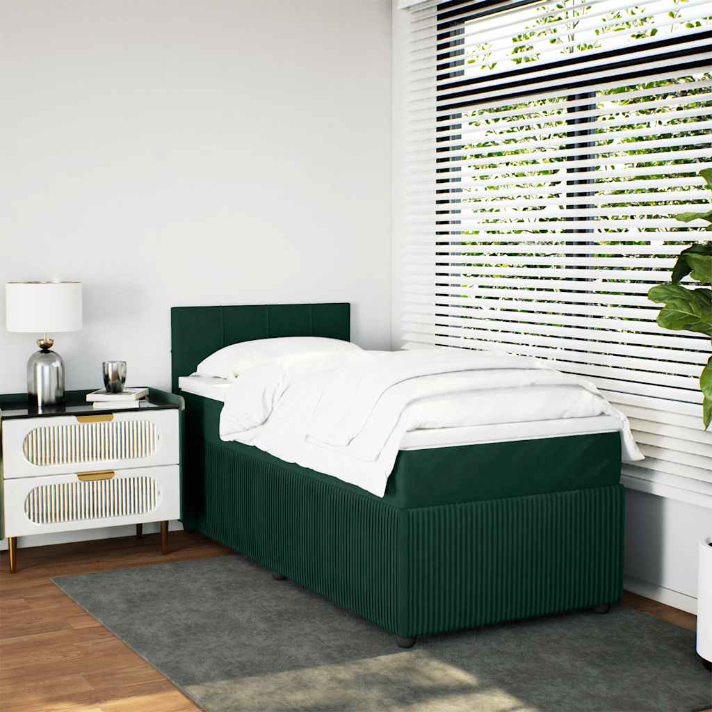 Boxspring met matras fluweel donkergroen 80x200 cm – afbeelding 4