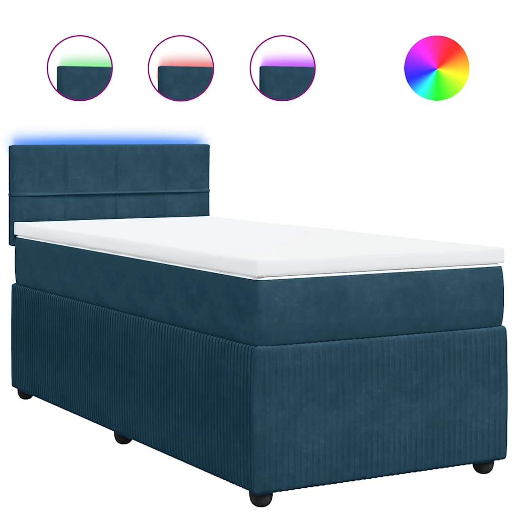 Boxspring met matras fluweel blauw 80x200 cm – afbeelding 2