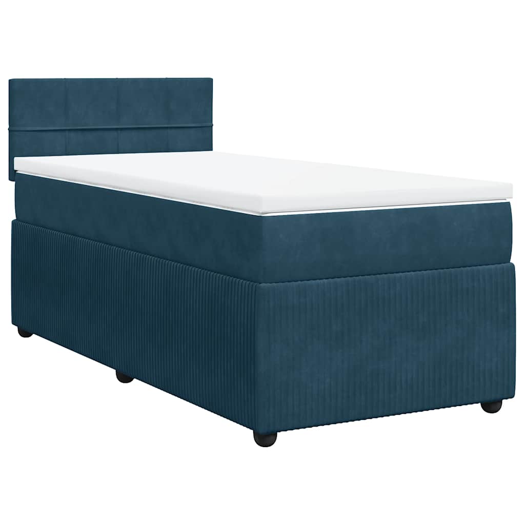 Boxspring met matras fluweel blauw 80x200 cm – afbeelding 3