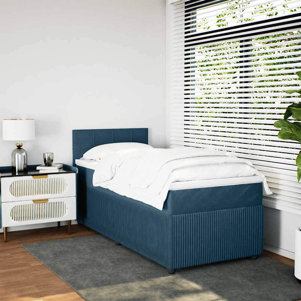 Boxspring met matras fluweel blauw 80x200 cm – afbeelding 4