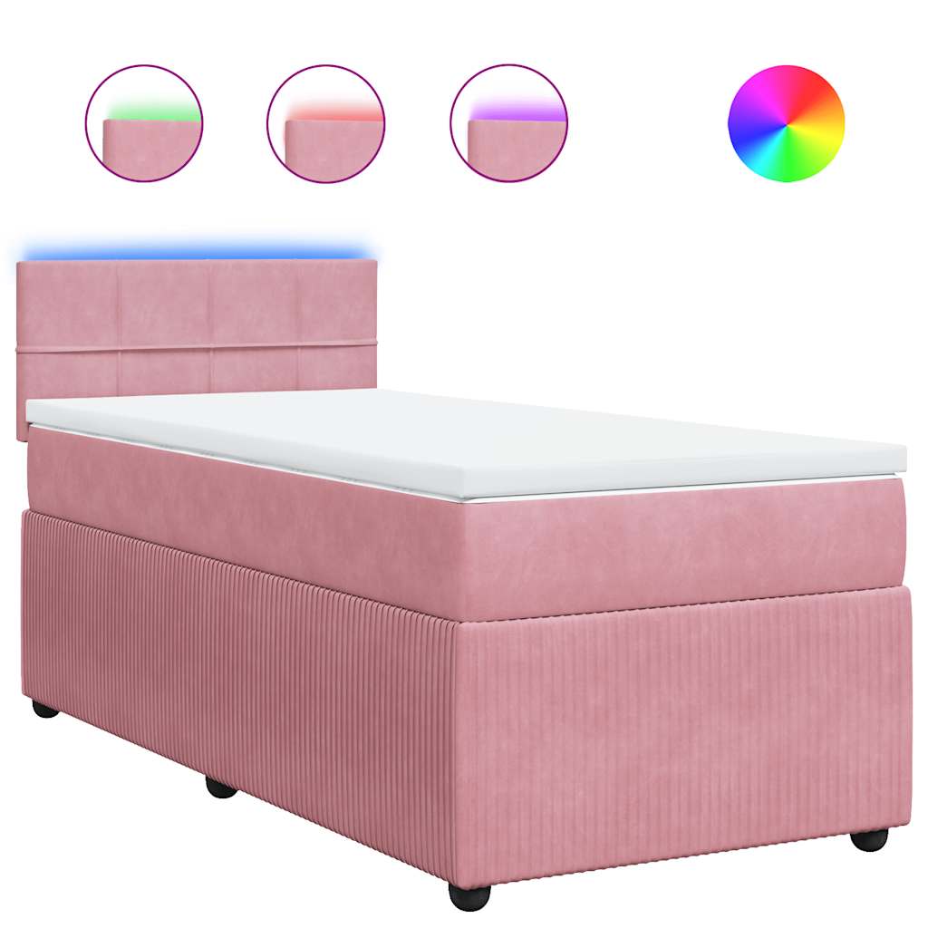 Boxspring met matras fluweel roze 80x200 cm – afbeelding 2