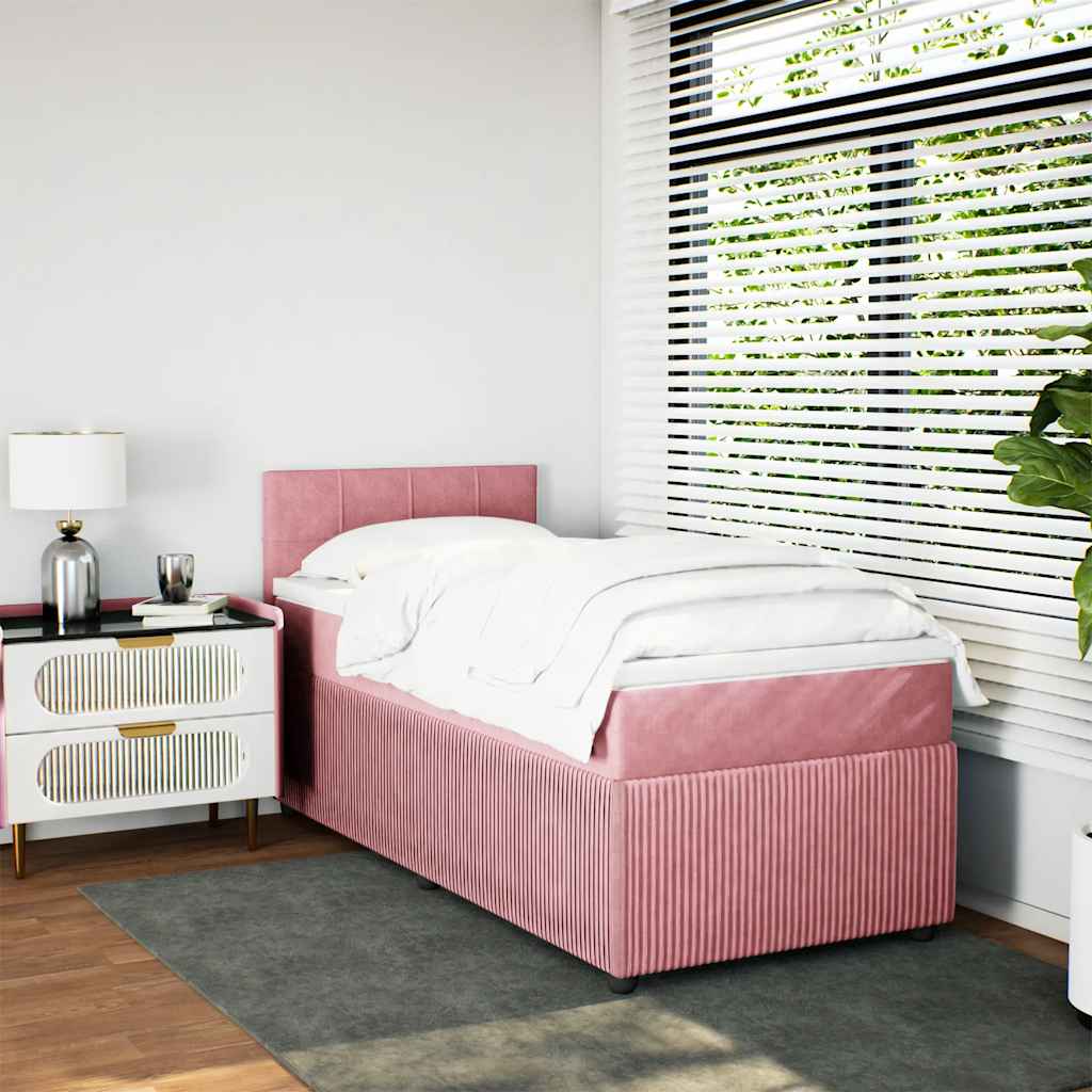Boxspring met matras fluweel roze 80x200 cm – afbeelding 4