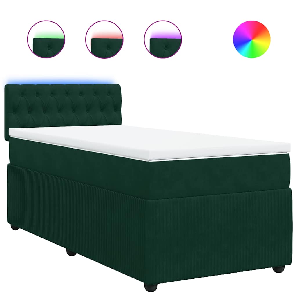 Boxspring met matras fluweel donkergroen 80x200 cm – afbeelding 2