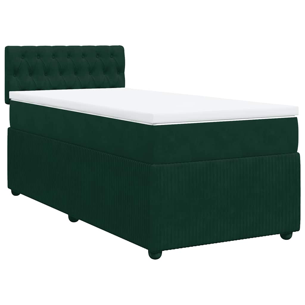 Boxspring met matras fluweel donkergroen 80x200 cm – afbeelding 3