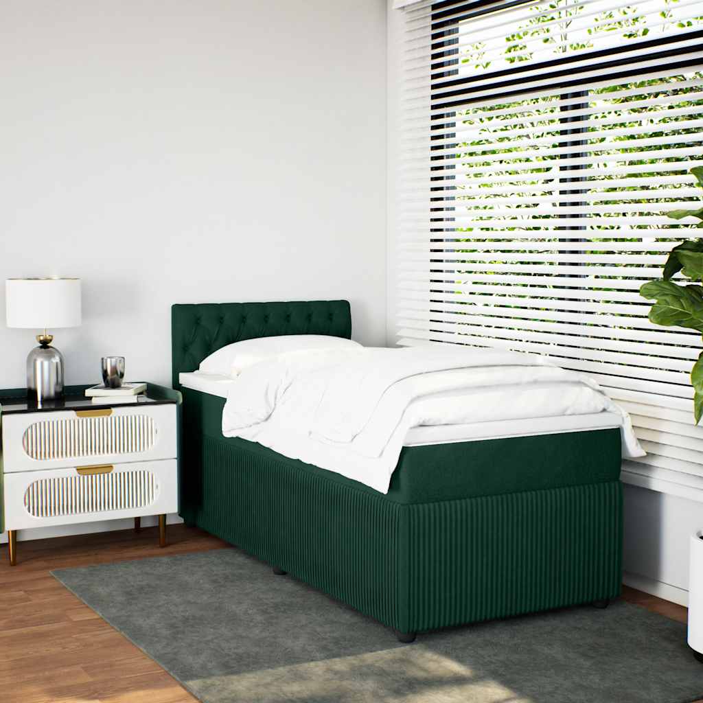 Boxspring met matras fluweel donkergroen 80x200 cm – afbeelding 4