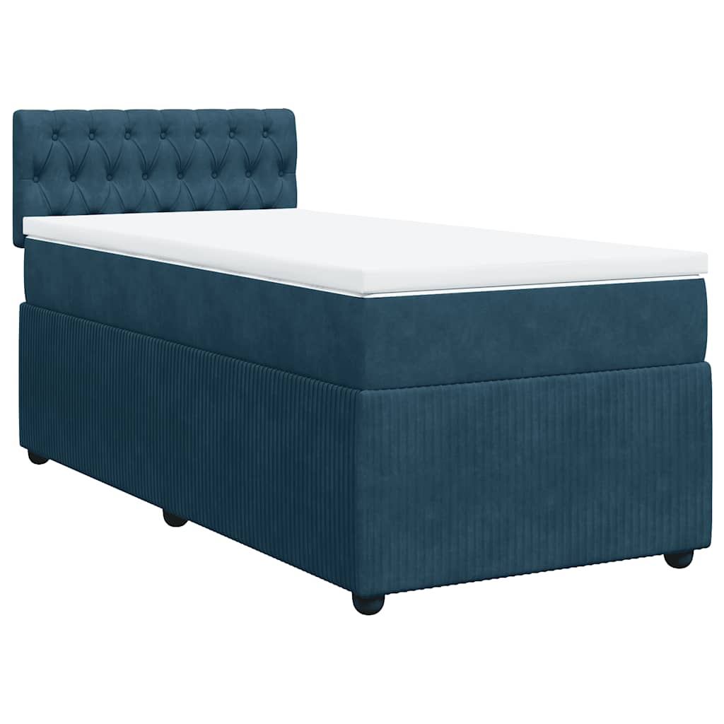 Boxspring met matras fluweel blauw 80x200 cm – afbeelding 3