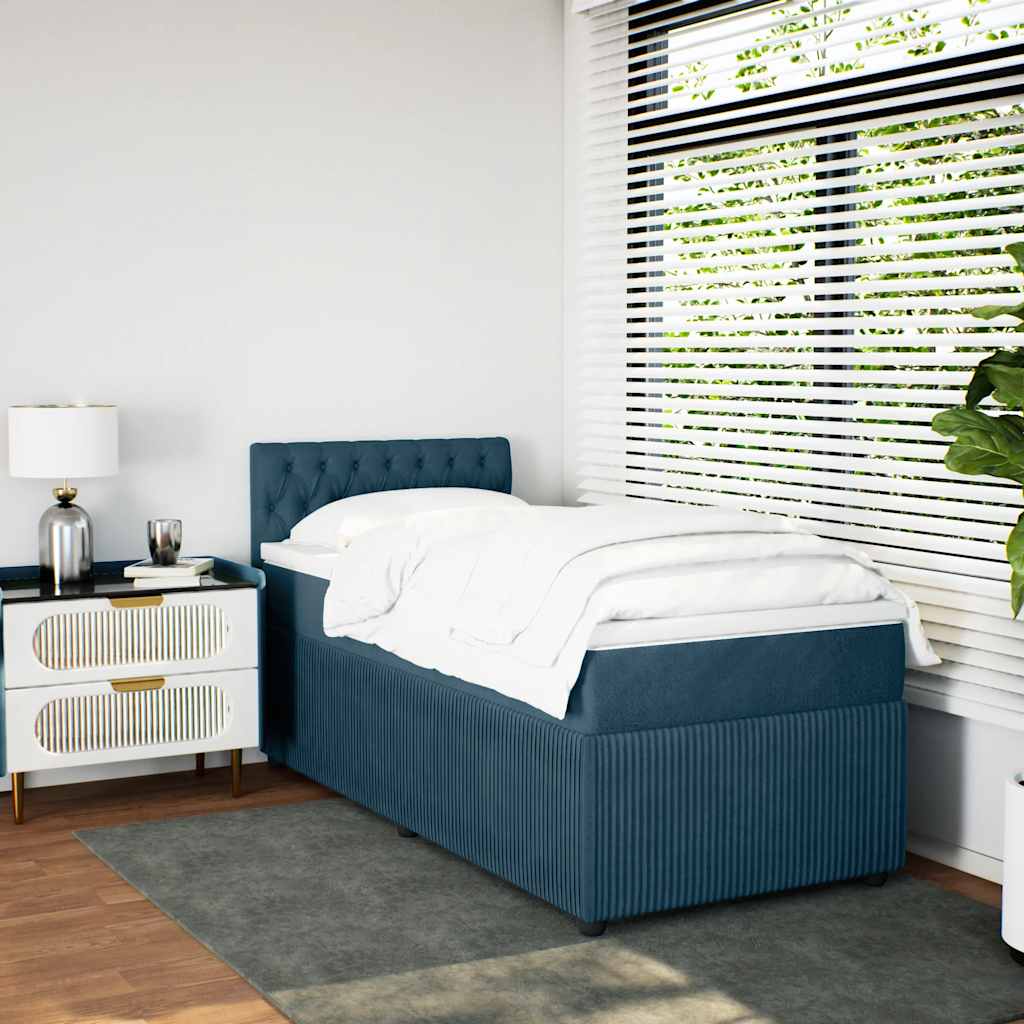 Boxspring met matras fluweel blauw 80x200 cm – afbeelding 4