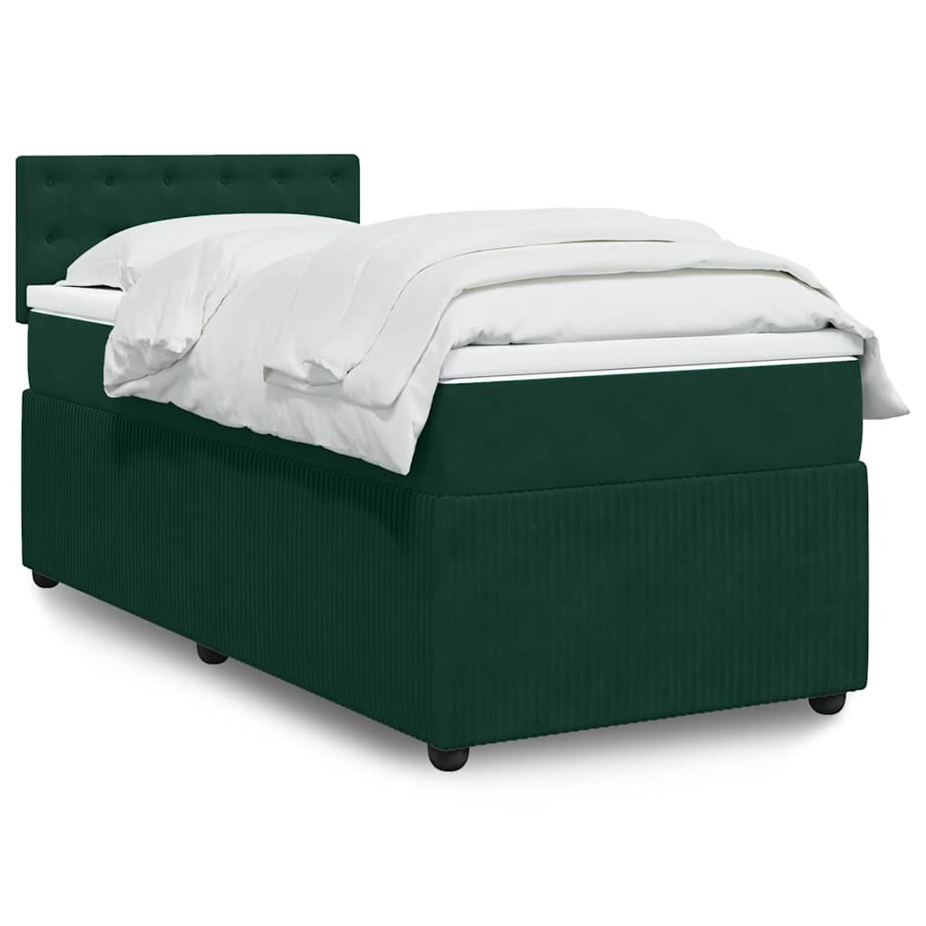 Boxspring met matras fluweel donkergroen 80x200 cm – afbeelding 1