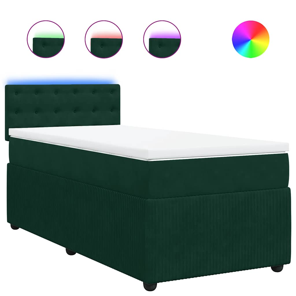 Boxspring met matras fluweel donkergroen 80x200 cm – afbeelding 2