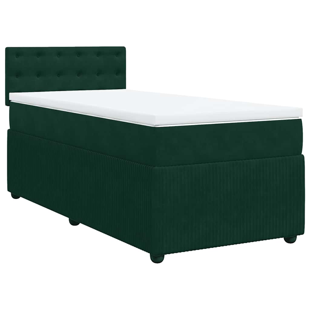 Boxspring met matras fluweel donkergroen 80x200 cm – afbeelding 3