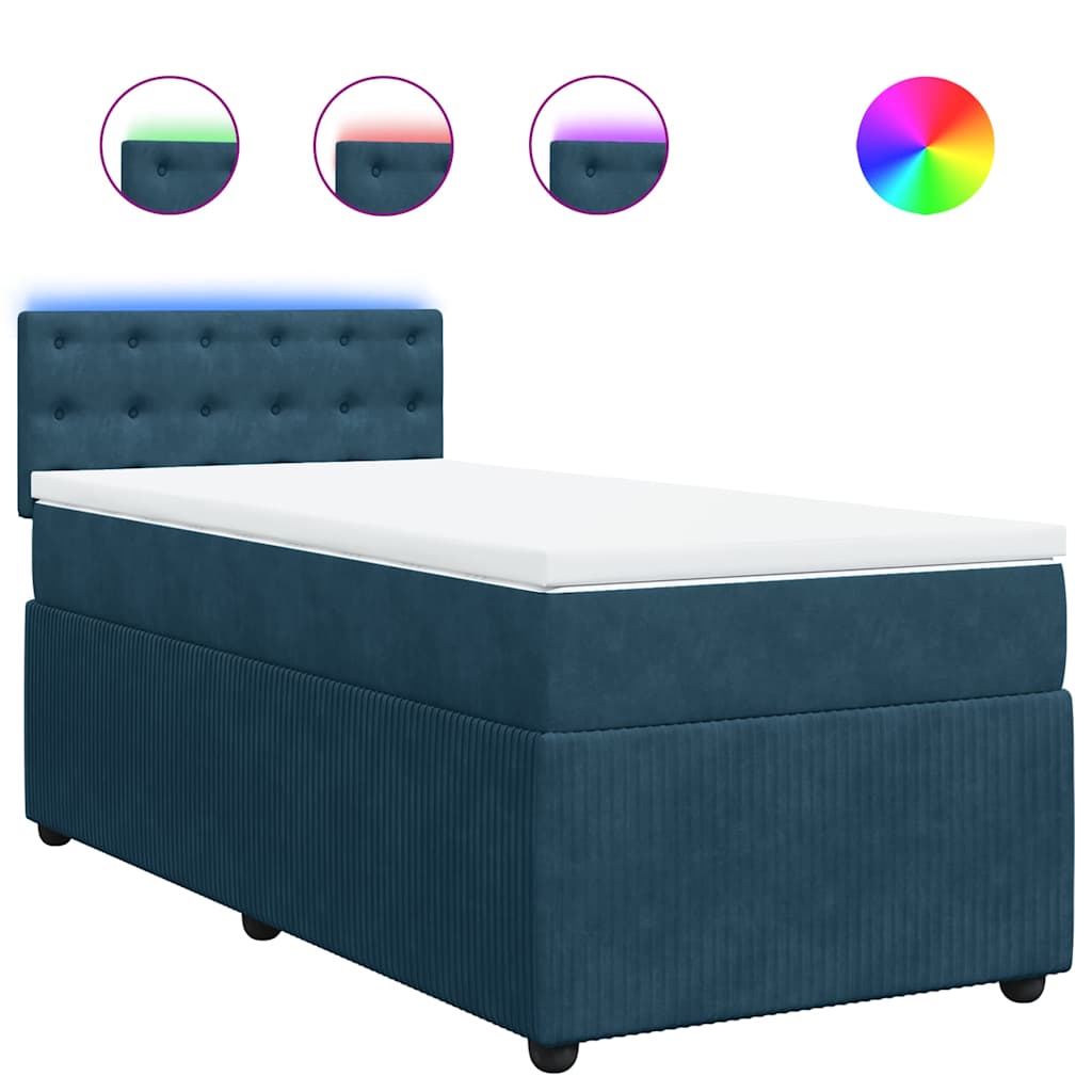 Boxspring met matras fluweel blauw 80x200 cm – afbeelding 2