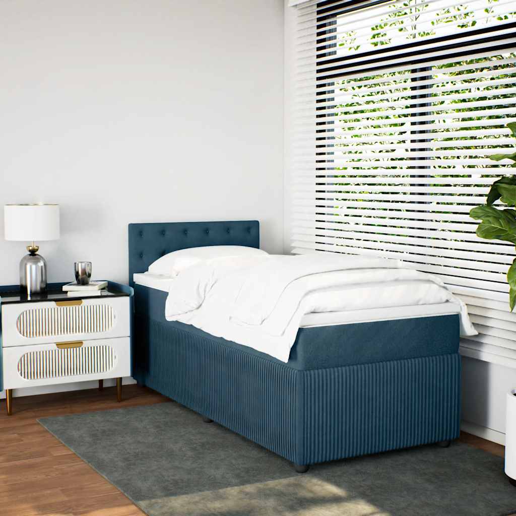 Boxspring met matras fluweel blauw 80x200 cm – afbeelding 4
