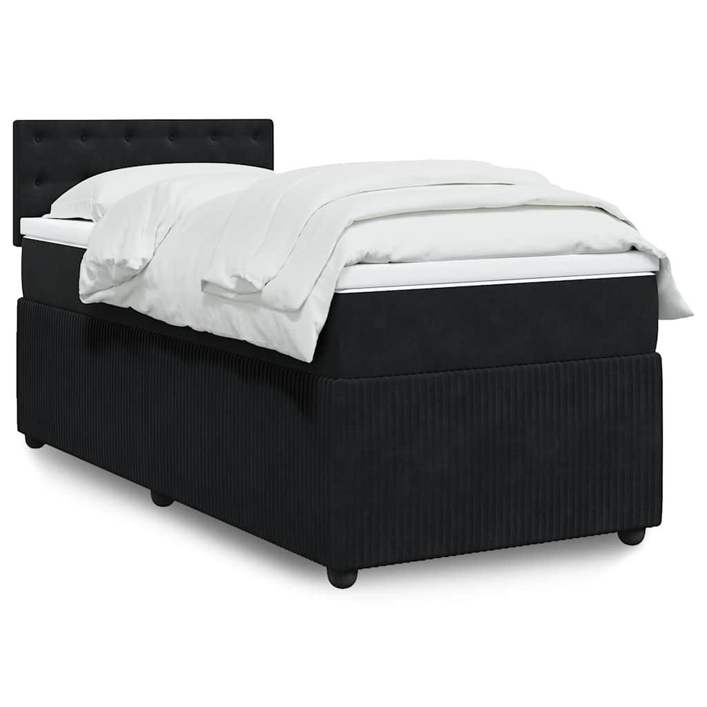 Boxspring met matras fluweel zwart 90x190 cm – afbeelding 1