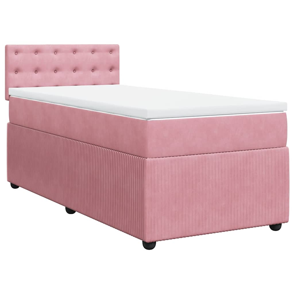 Boxspring met matras fluweel roze 90x190 cm – afbeelding 3