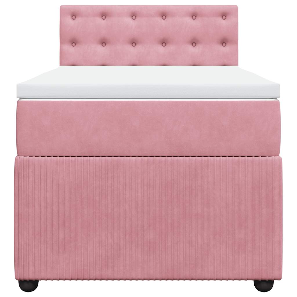 Boxspring met matras fluweel roze 90x190 cm – afbeelding 6