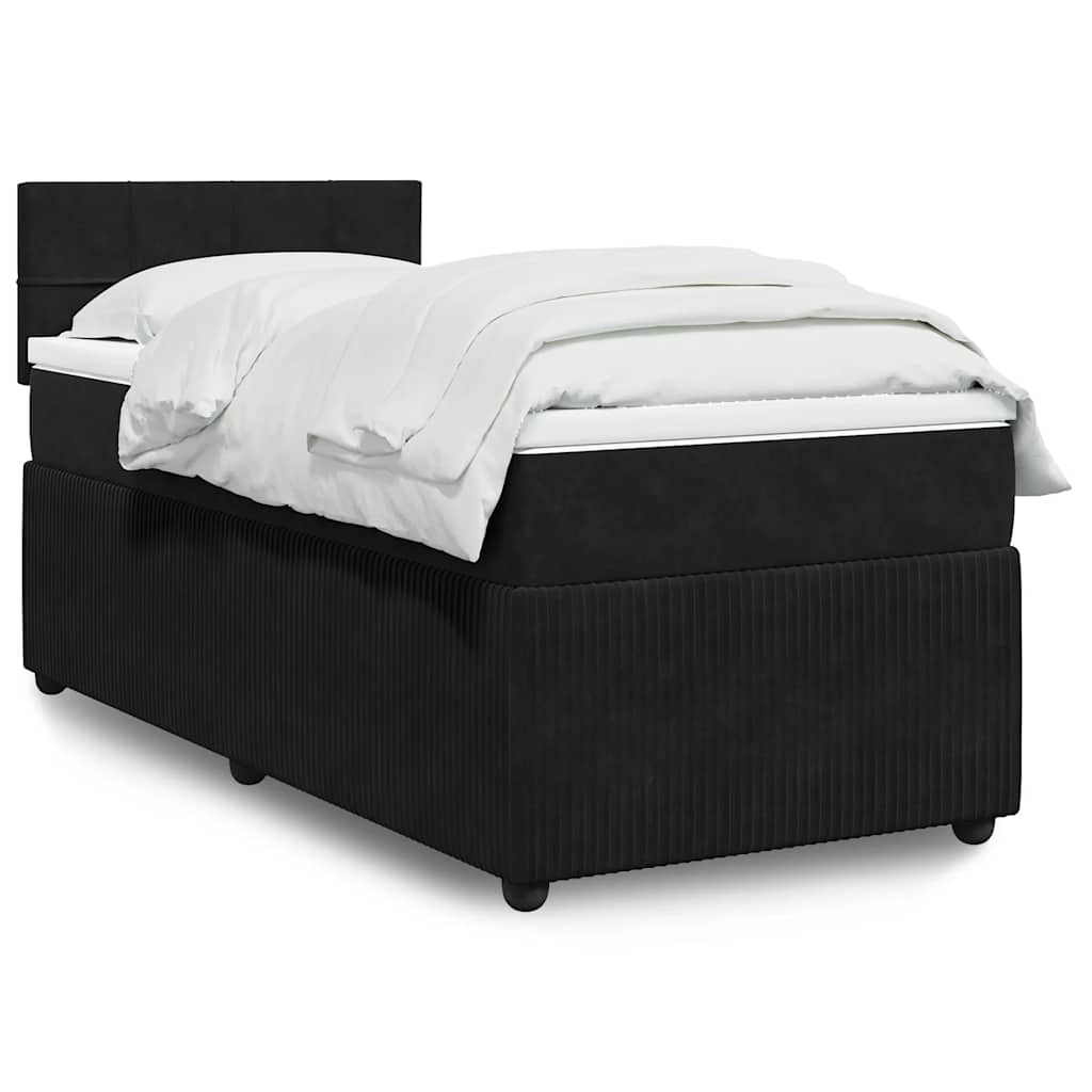 Boxspring met matras fluweel zwart 90x190 cm – afbeelding 1