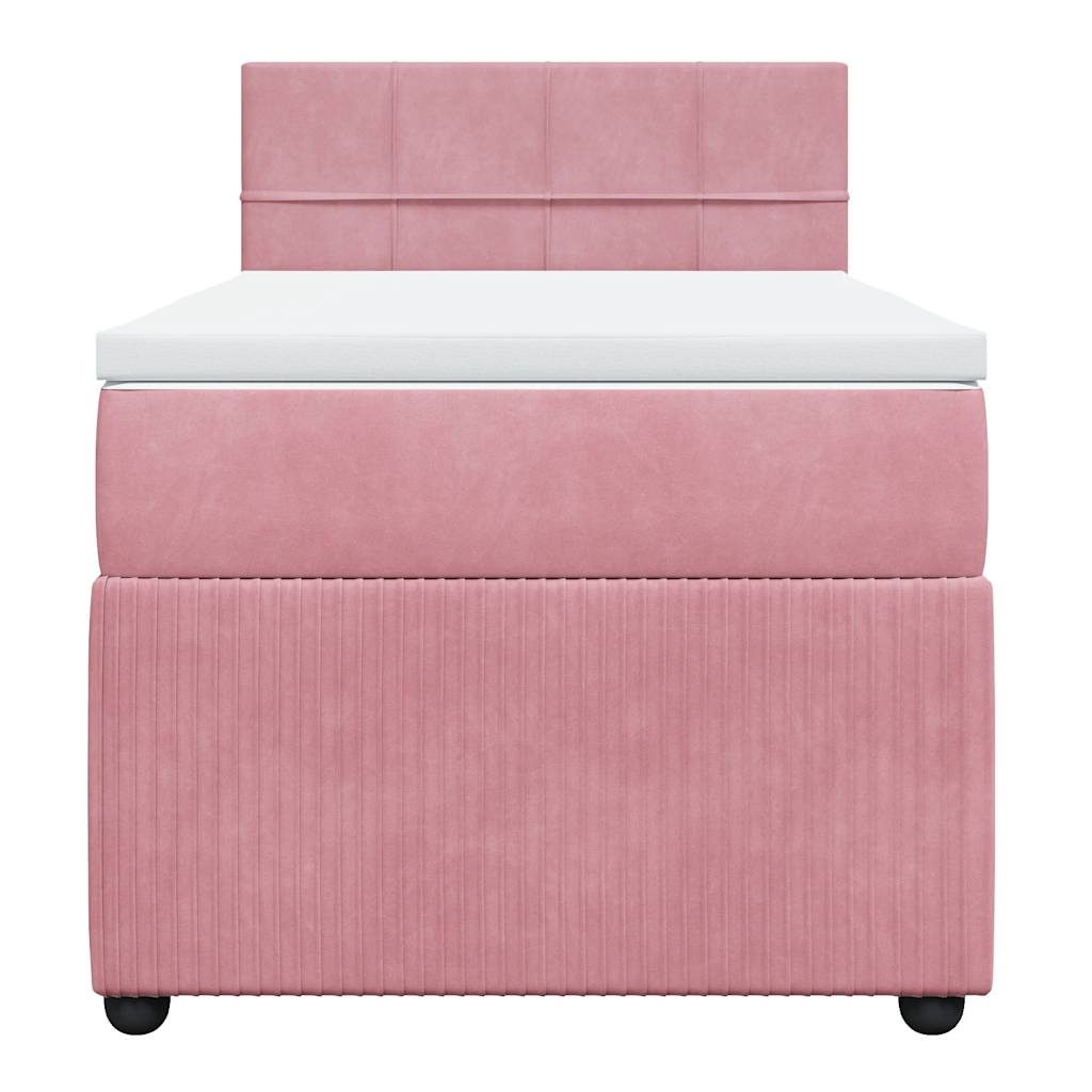 Boxspring met matras fluweel roze 90x190 cm – afbeelding 6