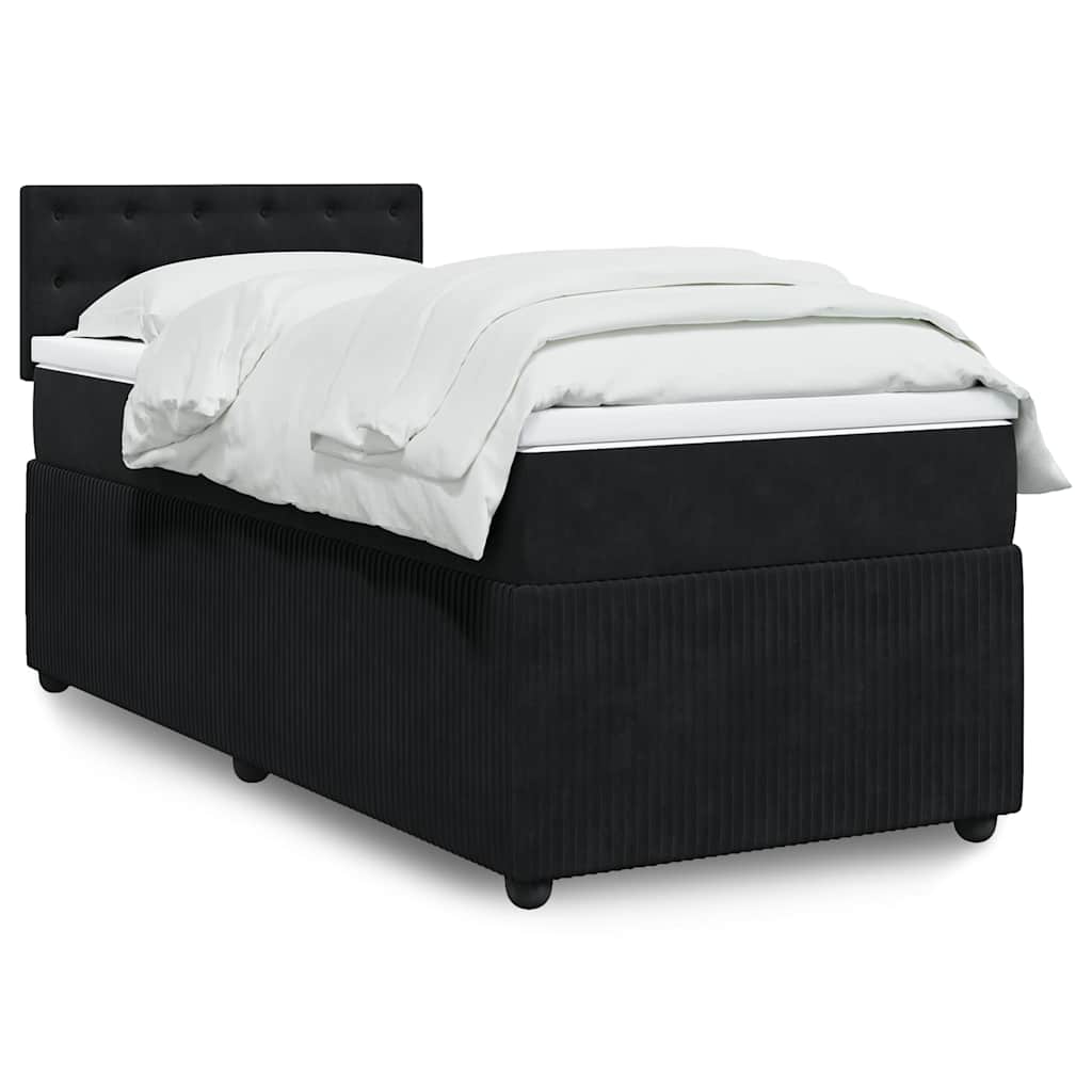 Boxspring met matras fluweel zwart 90x200 cm – afbeelding 1