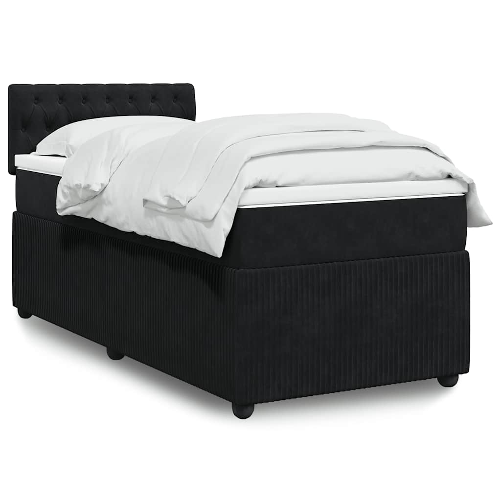 Boxspring met matras fluweel zwart 90x200 cm – afbeelding 1