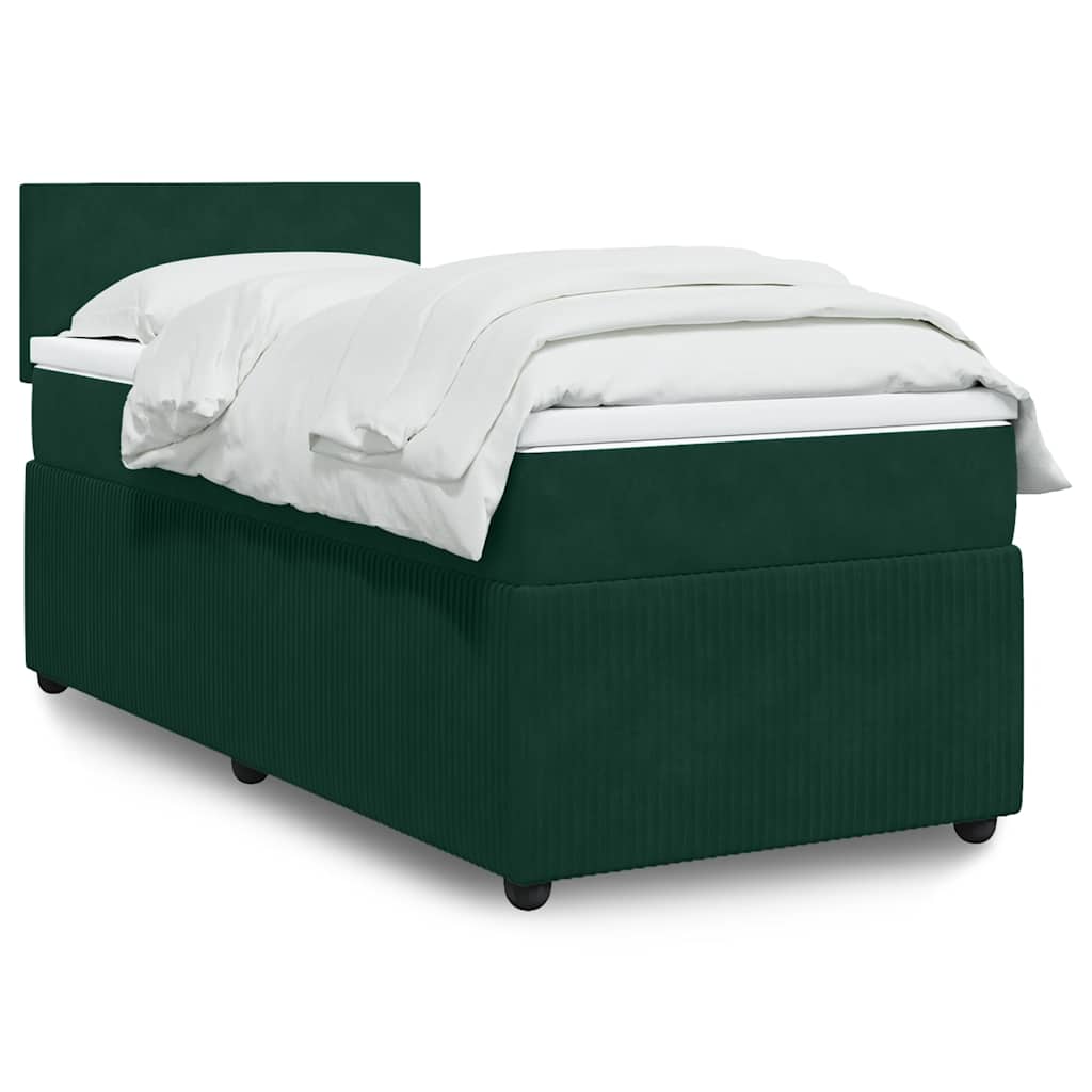 Boxspring met matras fluweel donkergroen 100x200 cm – afbeelding 1