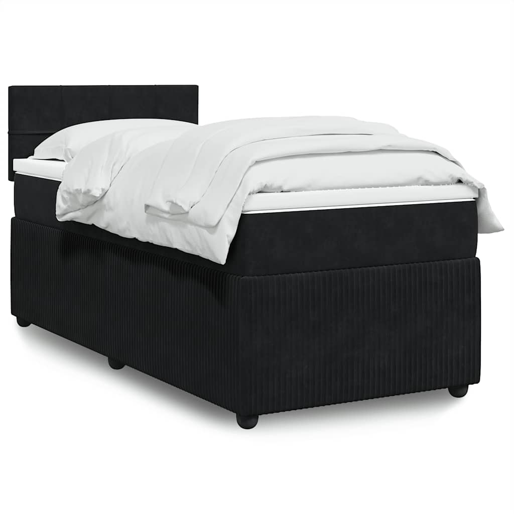 Boxspring met matras fluweel zwart 100x200 cm – afbeelding 1