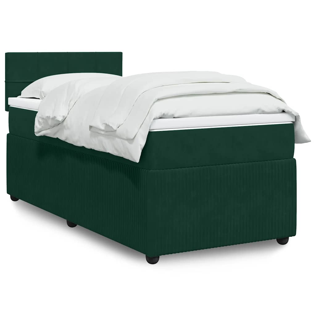Boxspring met matras fluweel donkergroen 100x200 cm – afbeelding 1