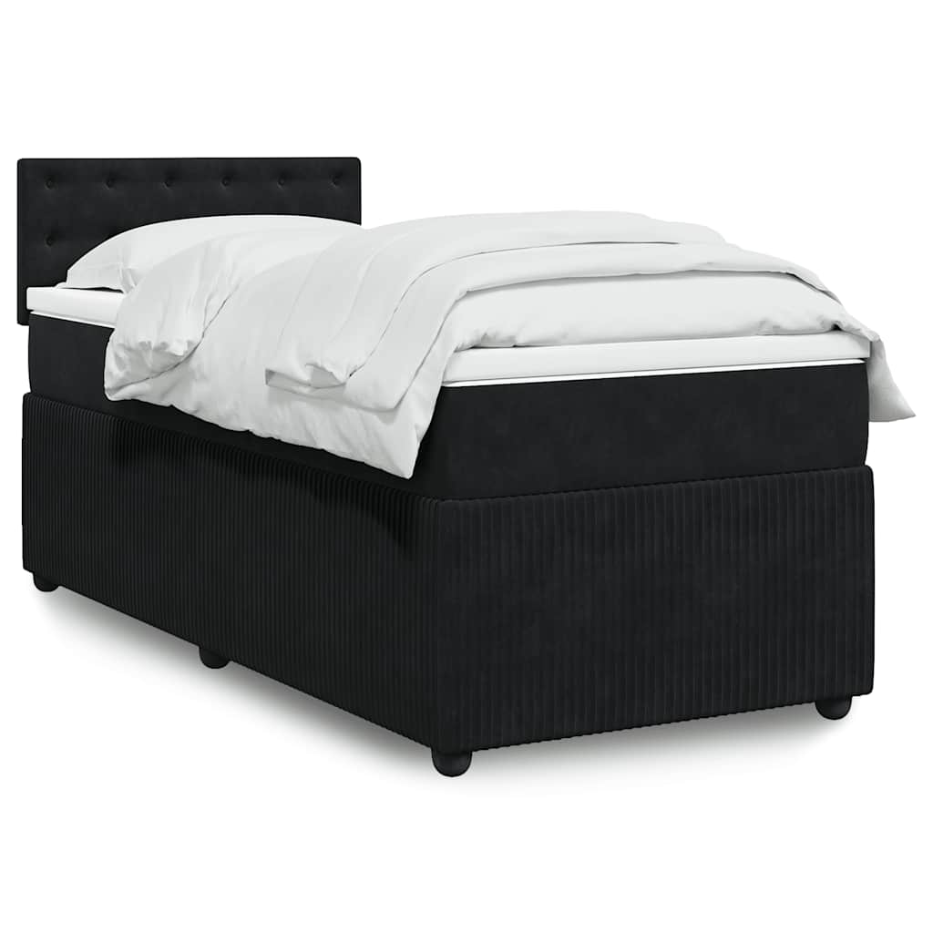 Boxspring met matras fluweel zwart 100x200 cm – afbeelding 1