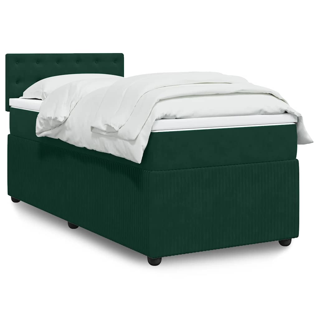 Boxspring met matras fluweel donkergroen 100x200 cm – afbeelding 1