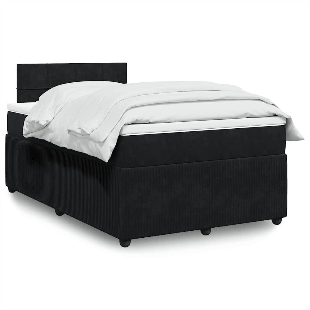 Boxspring met matras fluweel zwart 120x190 cm – afbeelding 1