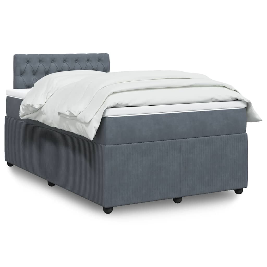 Boxspring met matras fluweel donkergrijs 120x190 cm – afbeelding 1