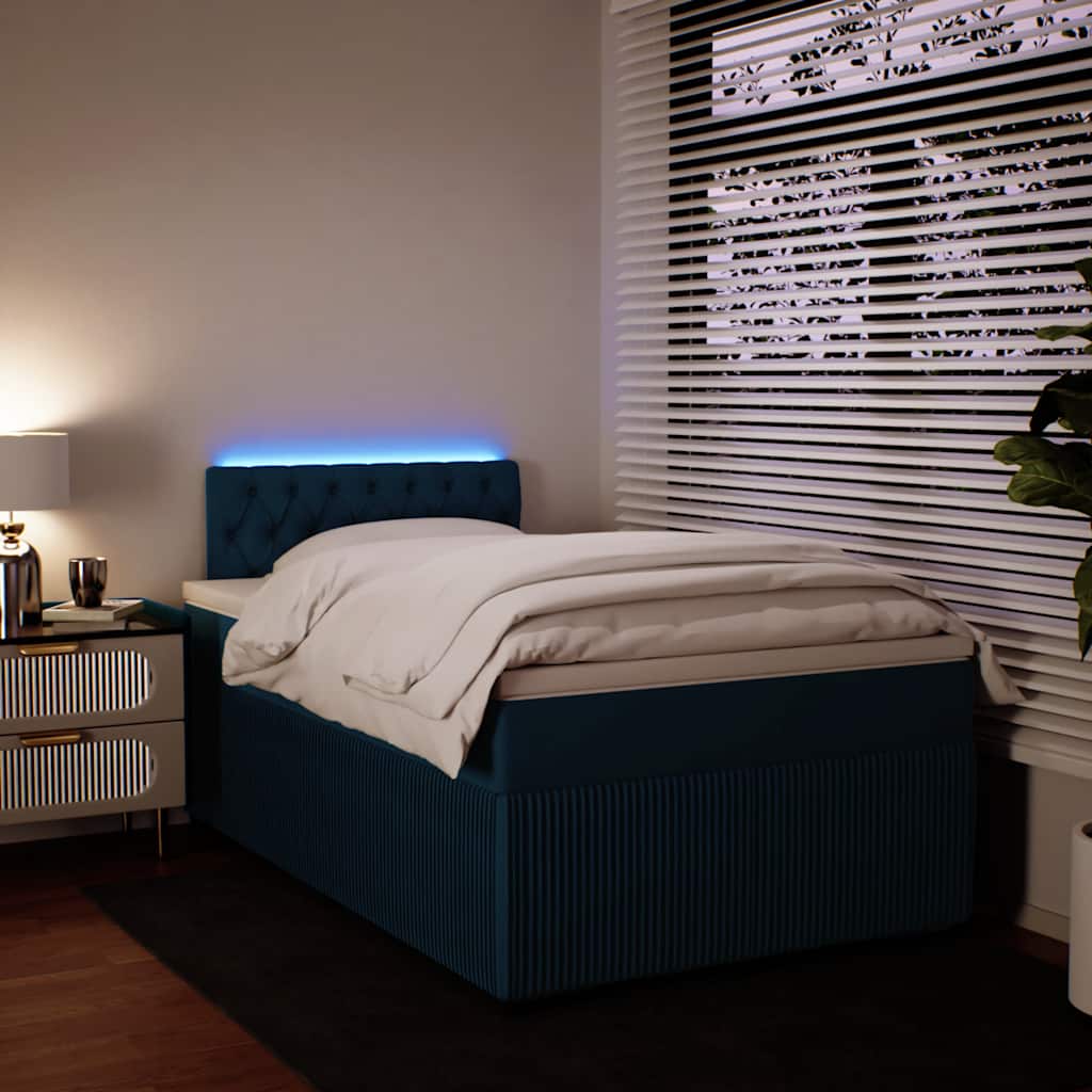 Boxspring met matras fluweel blauw 120x190 cm